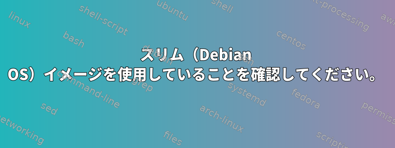 スリム（Debian OS）イメージを使用していることを確認してください。