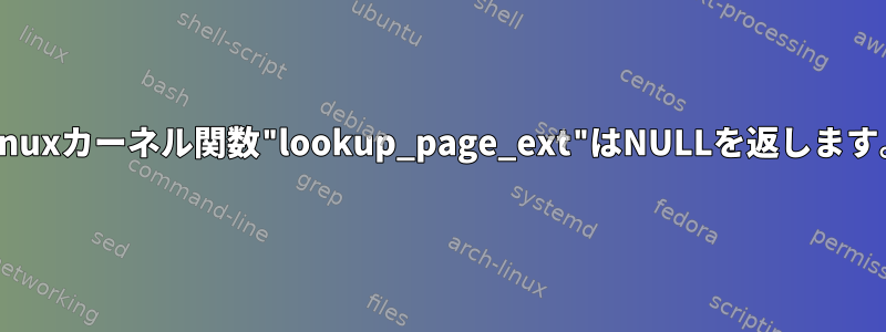 Linuxカーネル関数"lookup_page_ext"はNULLを返します。