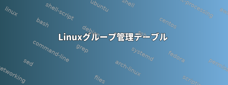 Linuxグループ管理テーブル