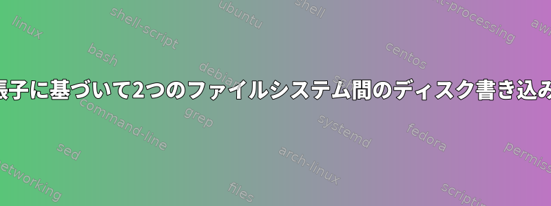 ファイル拡張子に基づいて2つのファイルシステム間のディスク書き込みを分割する