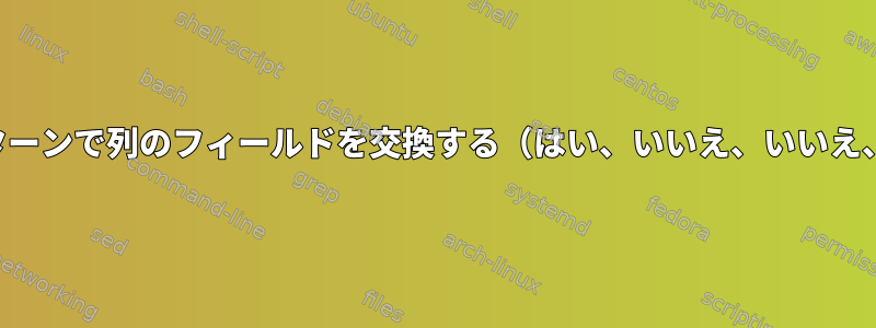 固定パターンで列のフィールドを交換する（はい、いいえ、いいえ、はい）