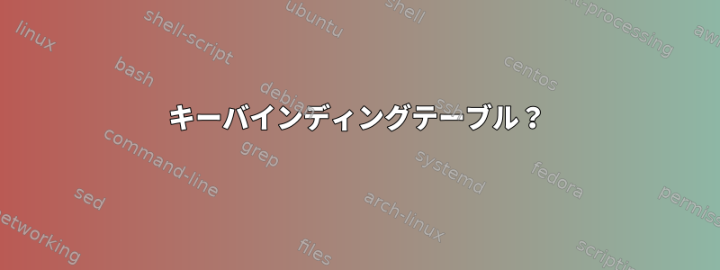 キーバインディングテーブル？