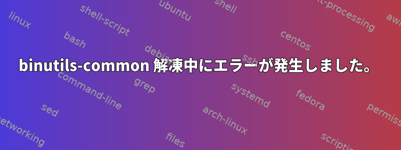 binutils-common 解凍中にエラーが発生しました。