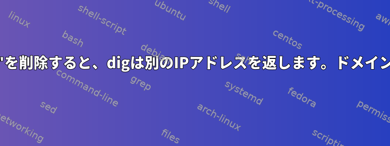 "www"を削除すると、digは別のIPアドレスを返します。ドメイン名から