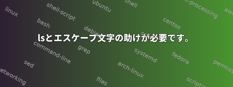 lsとエスケープ文字の助けが必要です。