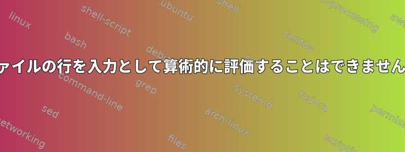 ファイルの行を入力として算術的に評価することはできません。