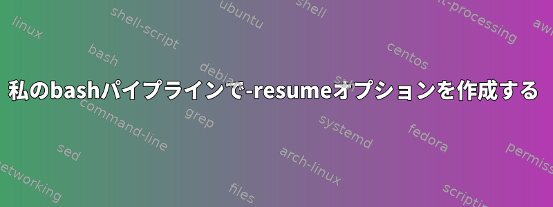 私のbashパイプラインで-resumeオプションを作成する