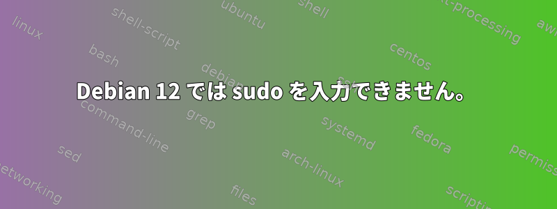 Debian 12 では sudo を入力できません。