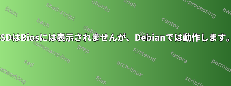 SSDはBiosには表示されませんが、Debianでは動作します。