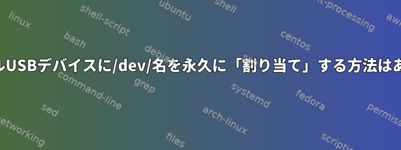 リムーバブルUSBデバイスに/dev/名を永久に「割り当て」する方法はありますか？