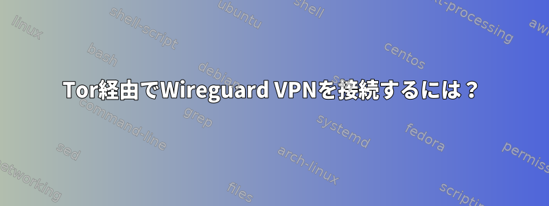 Tor経由でWireguard VPNを接続するには？