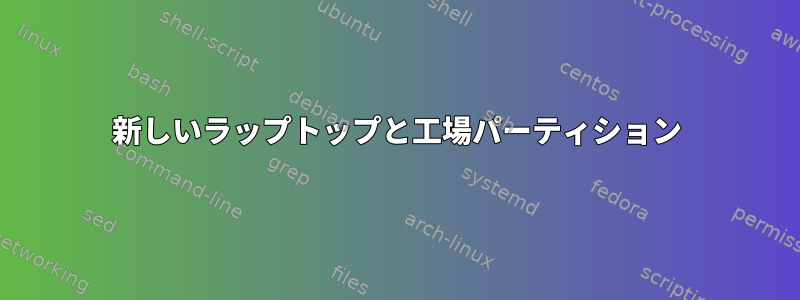 新しいラップトップと工場パーティション