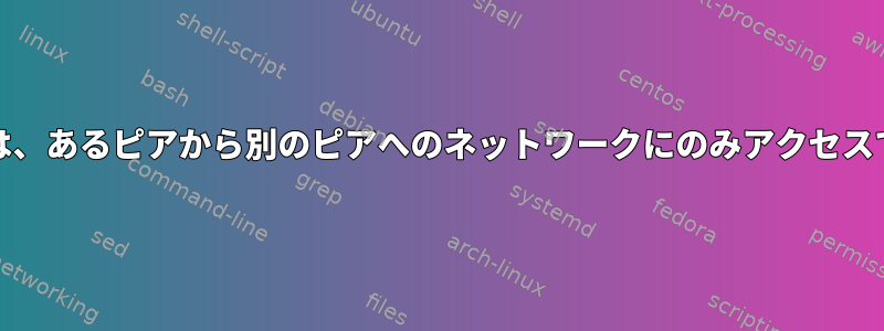 Wireguardは、あるピアから別のピアへのネットワークにのみアクセスできません。