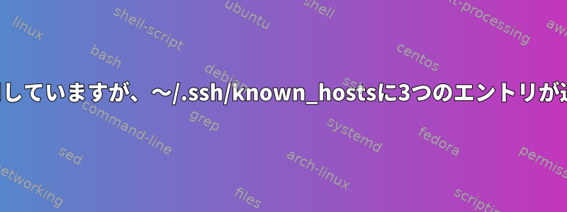 単一のキータイプのみを使用していますが、〜/.ssh/known_hostsに3つのエントリが追加されるのはなぜですか？