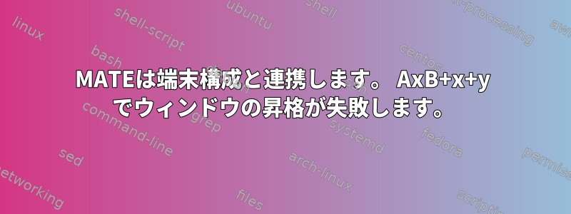 MATEは端末構成と連携します。 AxB+x+y でウィンドウの昇格が失敗します。