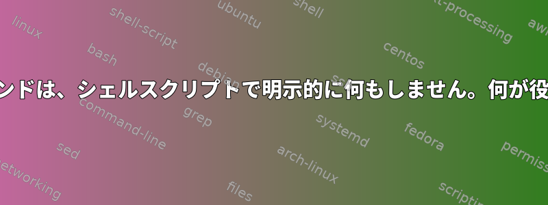 考慮事項：コマンドは、シェルスクリプトで明示的に何もしません。何が役に立ちますか？