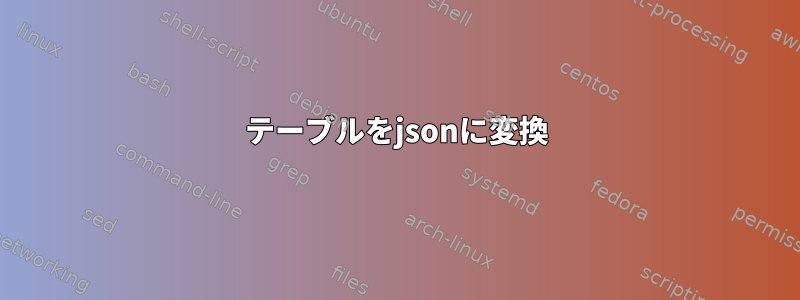 テーブルをjsonに変換