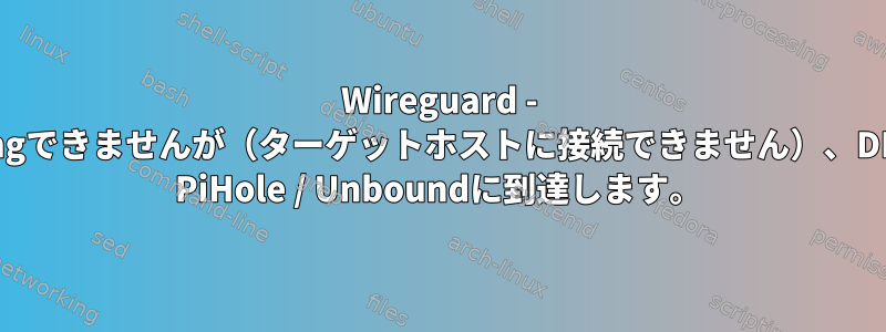 Wireguard - LANコンピュータはpingできませんが（ターゲットホストに接続できません）、DNSトラフィックはLAN PiHole / Unboundに到達します。