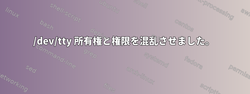 /dev/tty 所有権と権限を混乱させました。