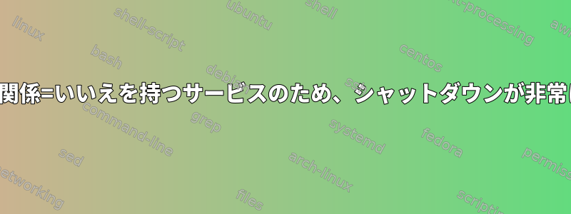 デフォルトの依存関係=いいえを持つサービスのため、シャットダウンが非常に遅くなります。