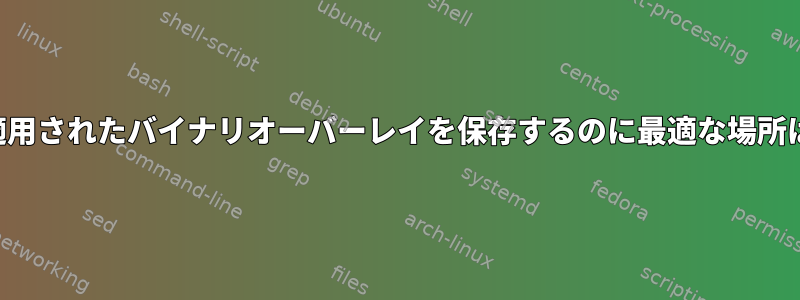 ランタイムに適用されたバイナリオーバーレイを保存するのに最適な場所はどこですか？