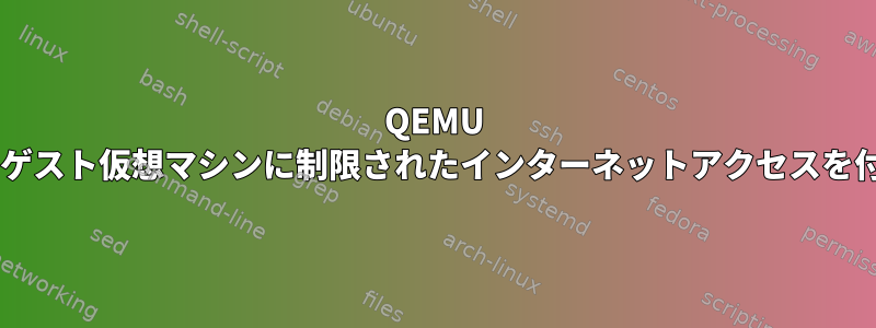 QEMU Debianホストのゲスト仮想マシンに制限されたインターネットアクセスを付与する方法は？