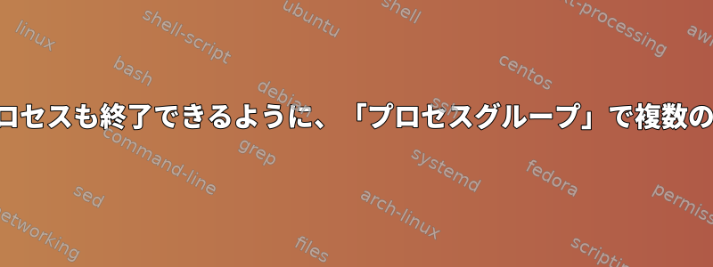 1つのプロセスが終了すると、残りのプロセスも終了できるように、「プロセスグループ」で複数のターミナルウィンドウを起動します。