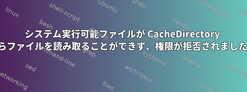 システム実行可能ファイルが CacheDirectory からファイルを読み取ることができず、権限が拒否されました。