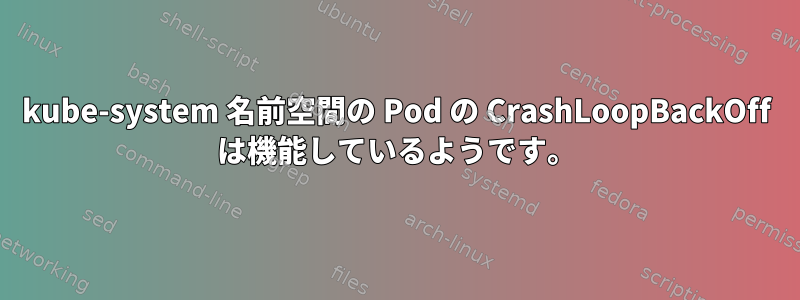 kube-system 名前空間の Pod の CrashLoopBackOff は機能しているようです。