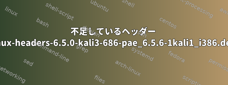 不足しているヘッダー linux-headers-6.5.0-kali3-686-pae_6.5.6-1kali1_i386.deb