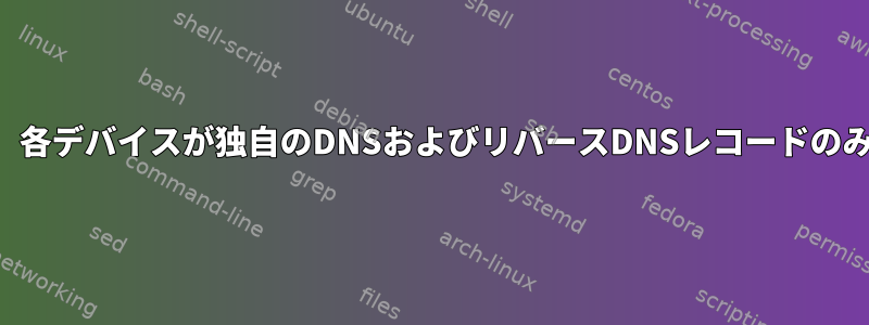 DHCPなしで動的DNSを設定し、各デバイスが独自のDNSおよびリバースDNSレコードのみを設定するように制限する方法