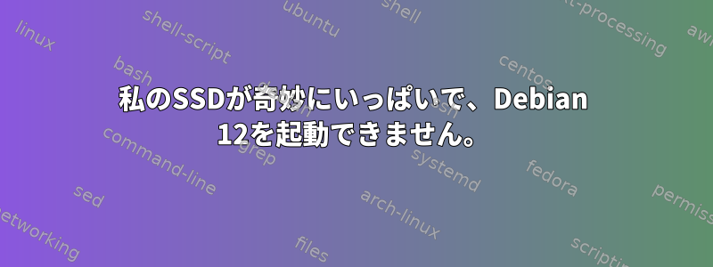 私のSSDが奇妙にいっぱいで、Debian 12を起動できません。