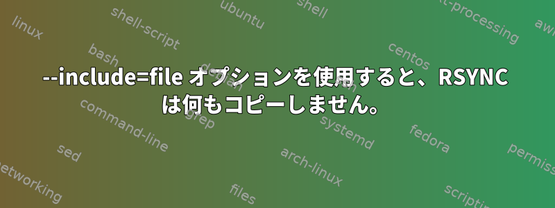 --include=file オプションを使用すると、RSYNC は何もコピーしません。