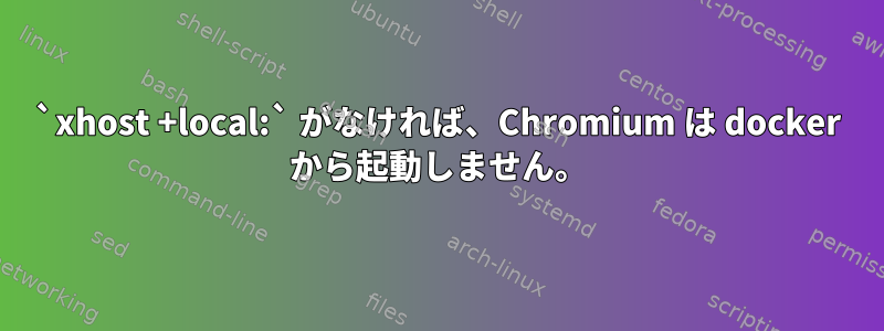 `xhost +local:` がなければ、Chromium は docker から起動しません。