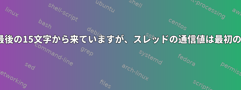 プロセスの通信値はプロセス名の最後の15文字から来ていますが、スレッドの通信値は最初の15文字から来るのはなぜですか？