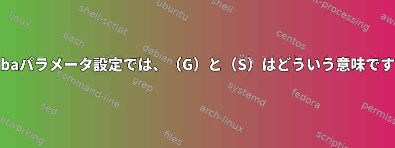 Sambaパラメータ設定では、（G）と（S）はどういう意味ですか？