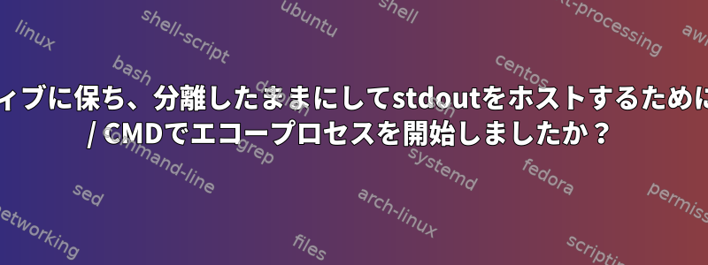 コンテナをアクティブに保ち、分離したままにしてstdoutをホストするために、ENTRYPOINT / CMDでエコープロセスを開始しましたか？