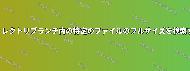 ディレクトリブランチ内の特定のファイルのフルサイズを検索する