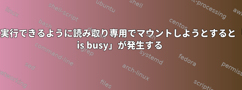 Zerofreeを実行できるように読み取り専用でマウントしようとすると「mount：/ is busy」が発生する