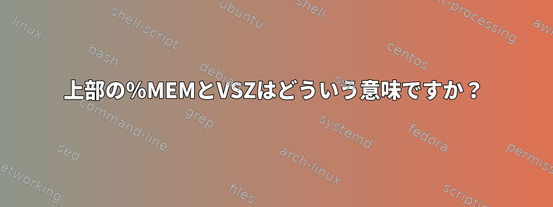 上部の％MEMとVSZはどういう意味ですか？