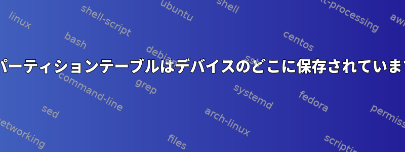 GUIDパーティションテーブルはデバイスのどこに保存されていますか？