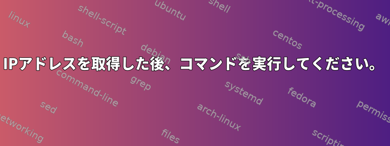 IPアドレスを取得した後、コマンドを実行してください。