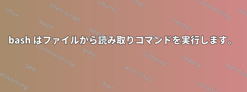 bash はファイルから読み取りコマンドを実行します。