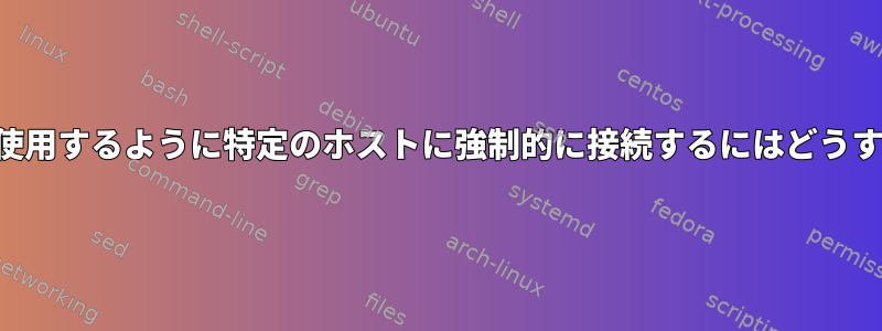 特定のソースIPを使用するように特定のホストに強制的に接続するにはどうすればよいですか？