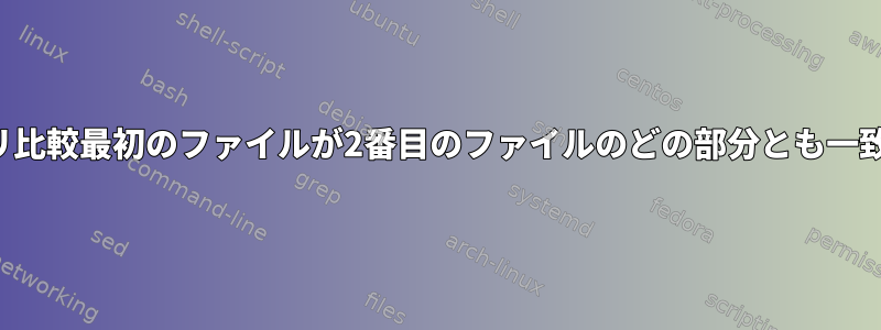 2つのファイルのバイナリ比較最初のファイルが2番目のファイルのどの部分とも一致しない場合にのみ失敗