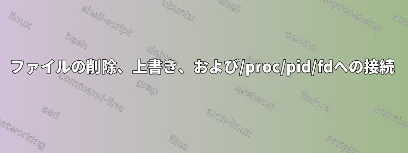 ファイルの削除、上書き、および/proc/pid/fdへの接続