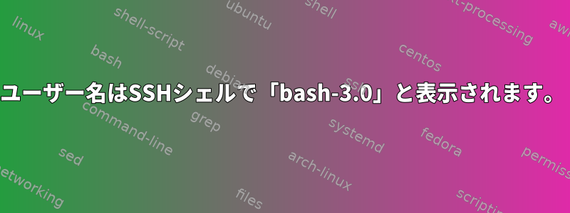 ユーザー名はSSHシェルで「bash-3.0」と表示されます。