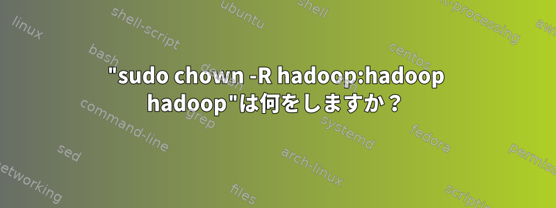 "sudo chown -R hadoop:hadoop hadoop"は何をしますか？