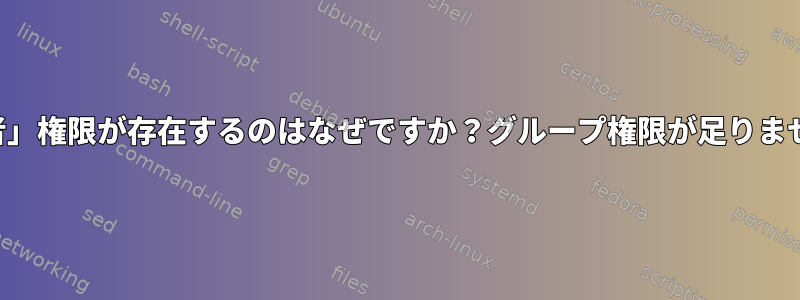 「所有者」権限が存在するのはなぜですか？グループ権限が足りませんか？