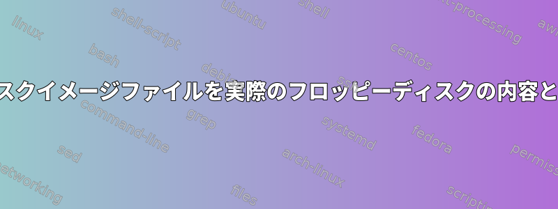 フロッピーディスクイメージファイルを実際のフロッピーディスクの内容と比較するには？